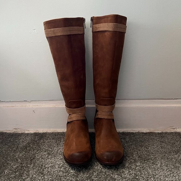 UGG Women's Darcie Tan Leather Tall Riding Boots - Picture 1 of 12